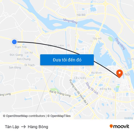 Tân Lập to Hàng Bông map