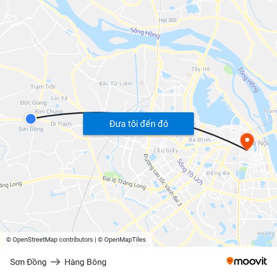 Sơn Đồng to Hàng Bông map