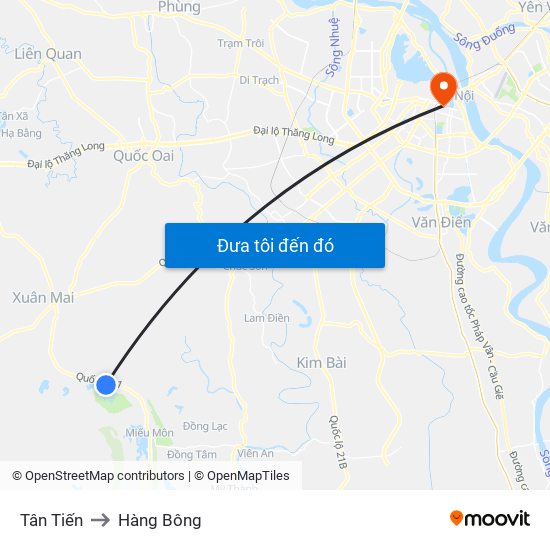 Tân Tiến to Hàng Bông map