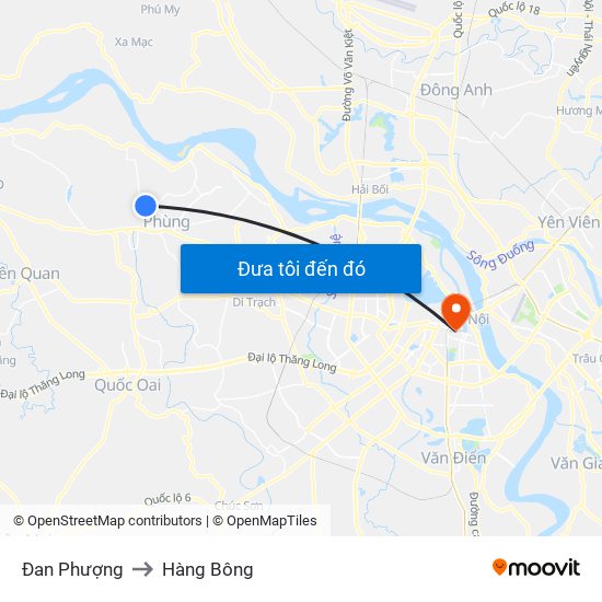 Đan Phượng to Hàng Bông map