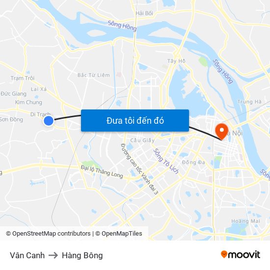 Vân Canh to Hàng Bông map