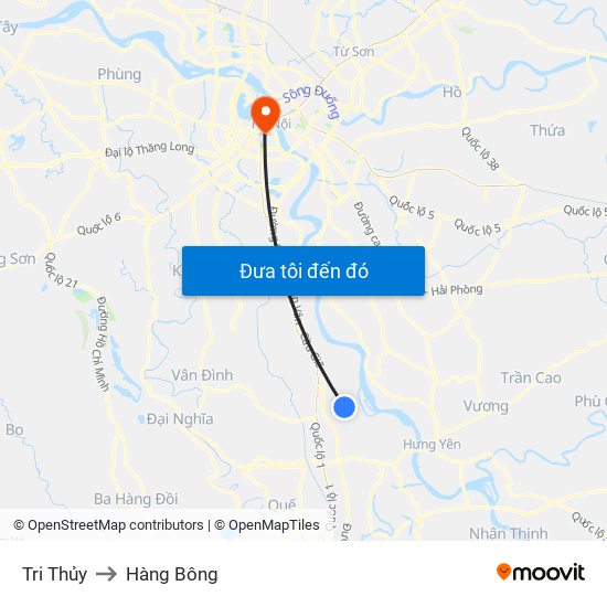 Tri Thủy to Hàng Bông map