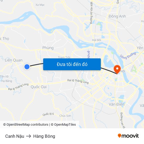 Canh Nậu to Hàng Bông map