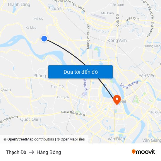 Thạch Đà to Hàng Bông map