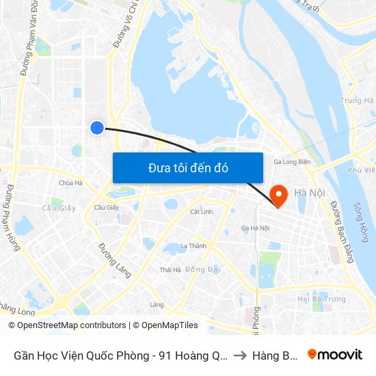 Gần Học Viện Quốc Phòng - 91 Hoàng Quốc Việt to Hàng Bông map