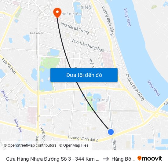 Cửa Hàng Nhựa Đường Số 3 - 344 Kim Ngưu to Hàng Bông map