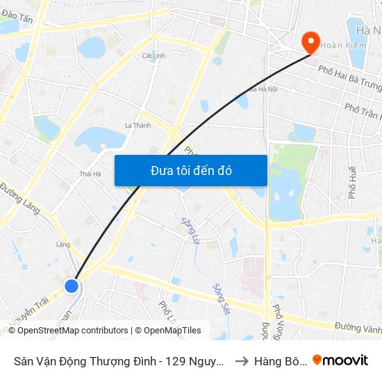 Sân Vận Động Thượng Đình - 129 Nguyễn Trãi to Hàng Bông map