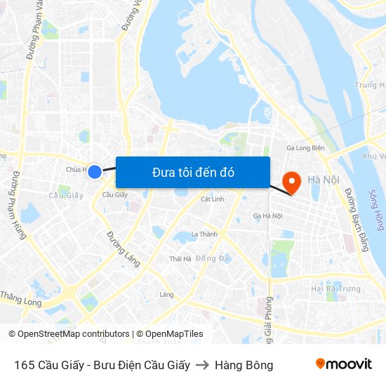 165 Cầu Giấy - Bưu Điện Cầu Giấy to Hàng Bông map