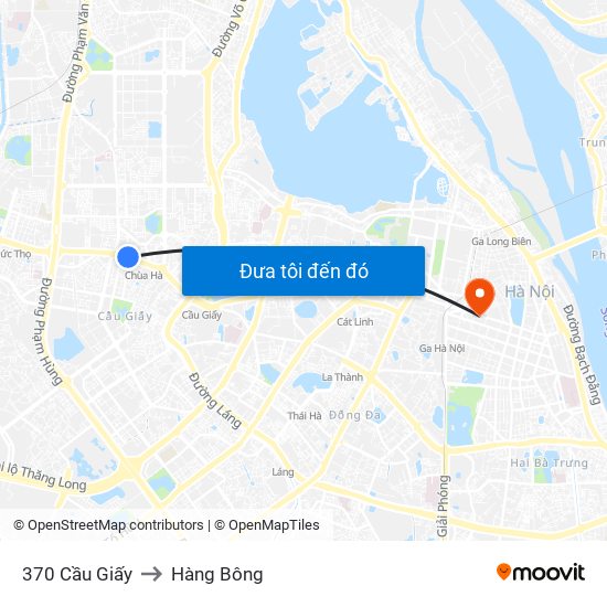 370 Cầu Giấy to Hàng Bông map