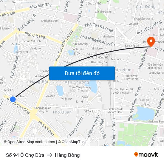 Số 94 Ô Chợ Dừa to Hàng Bông map