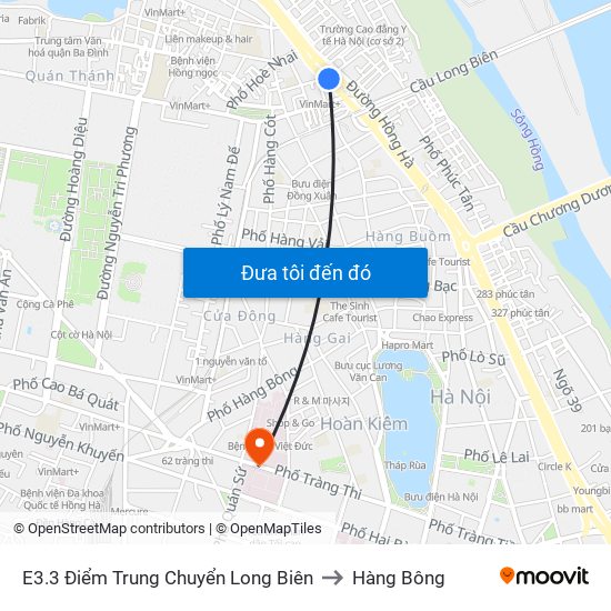E3.3 Điểm Trung Chuyển Long Biên to Hàng Bông map