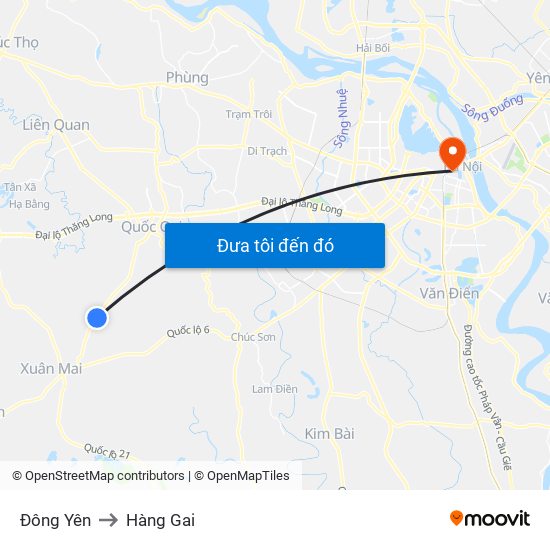 Đông Yên to Hàng Gai map