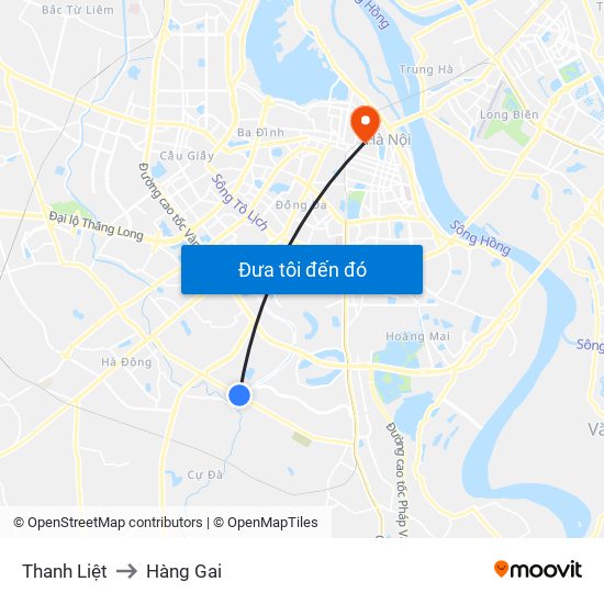 Thanh Liệt to Hàng Gai map