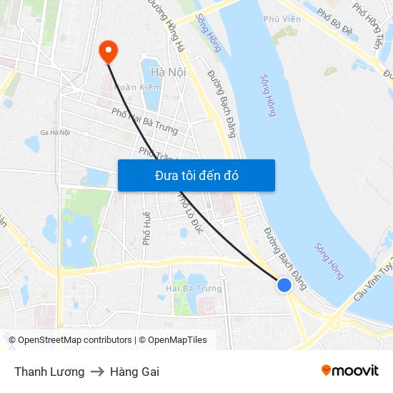 Thanh Lương to Hàng Gai map