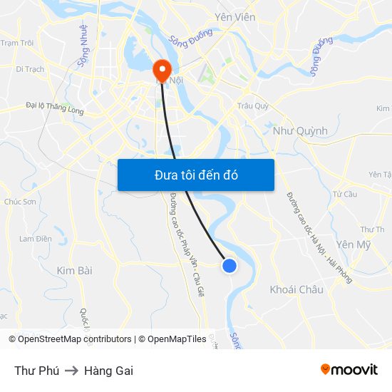 Thư Phú to Hàng Gai map