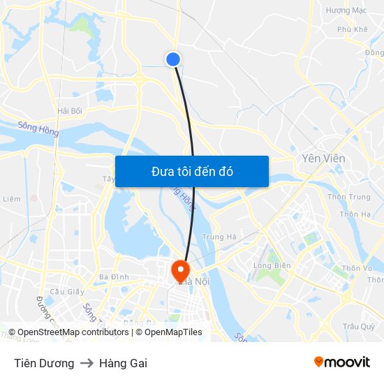 Tiên Dương to Hàng Gai map