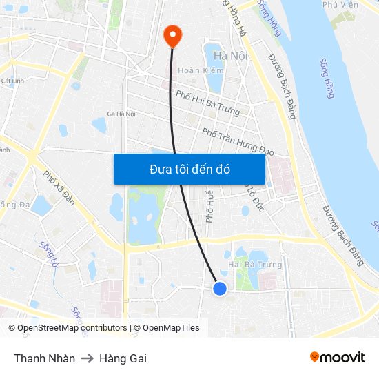 Thanh Nhàn to Hàng Gai map