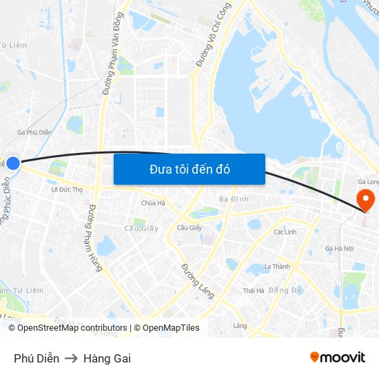 Phú Diễn to Hàng Gai map