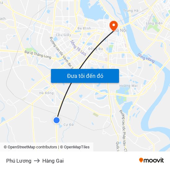 Phú Lương to Hàng Gai map