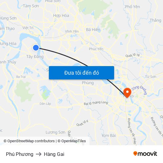 Phú Phương to Hàng Gai map
