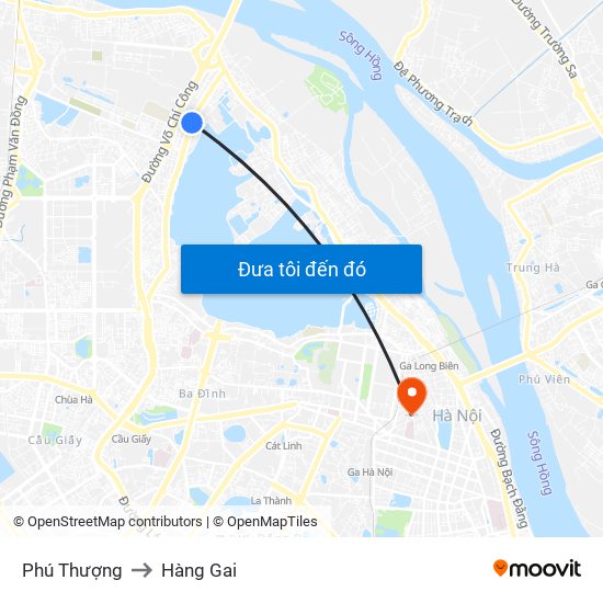 Phú Thượng to Hàng Gai map
