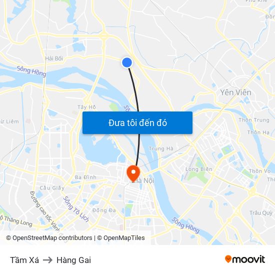 Tầm Xá to Hàng Gai map
