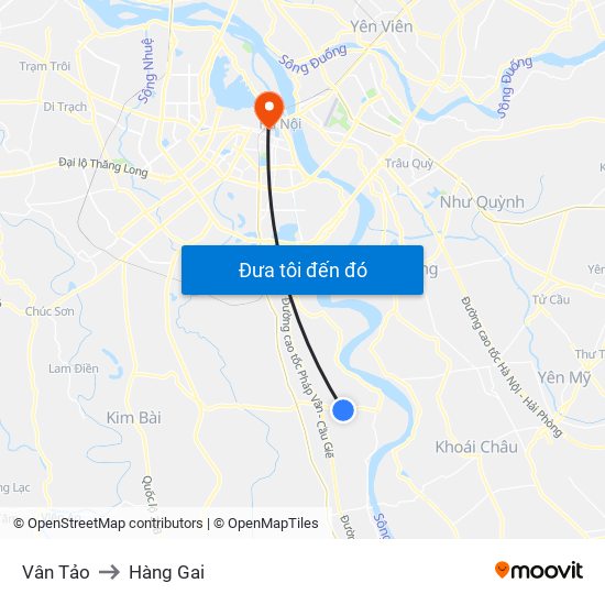 Vân Tảo to Hàng Gai map