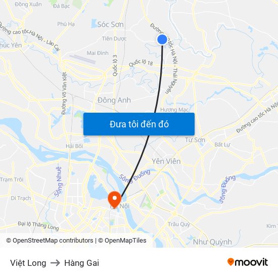 Việt Long to Hàng Gai map