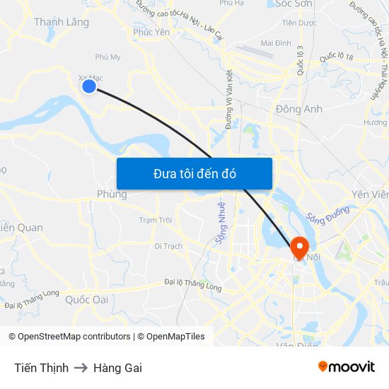 Tiến Thịnh to Hàng Gai map