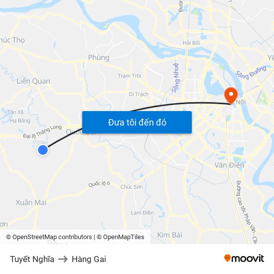 Tuyết Nghĩa to Hàng Gai map