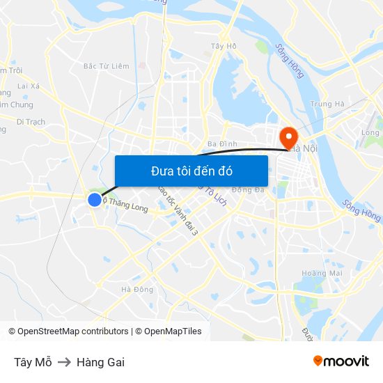 Tây Mỗ to Hàng Gai map