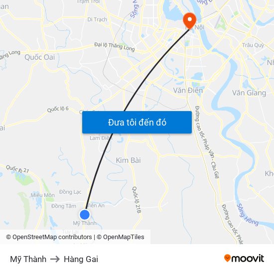 Mỹ Thành to Hàng Gai map