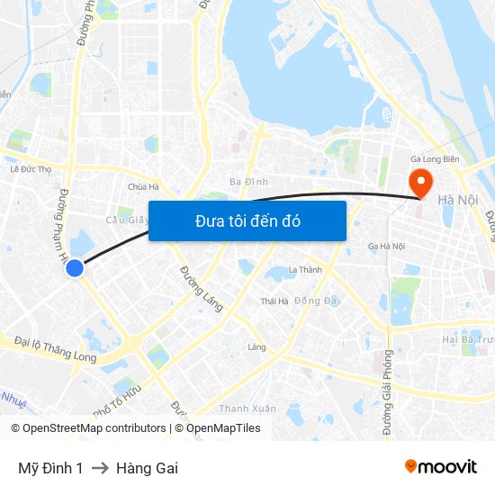 Mỹ Đình 1 to Hàng Gai map