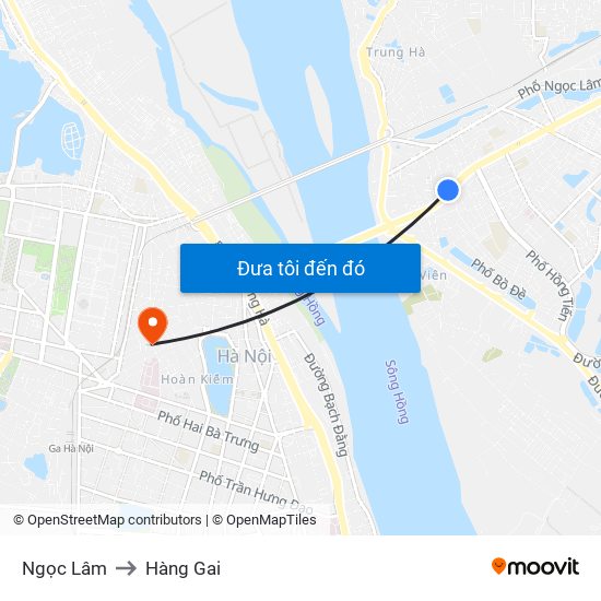 Ngọc Lâm to Hàng Gai map