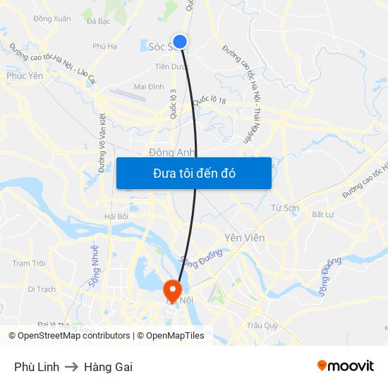 Phù Linh to Hàng Gai map