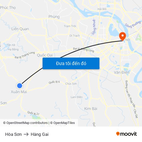 Hòa Sơn to Hàng Gai map