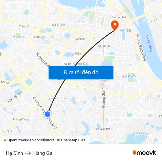 Hạ Đình to Hàng Gai map