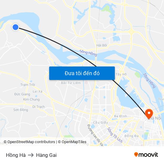 Hồng Hà to Hàng Gai map