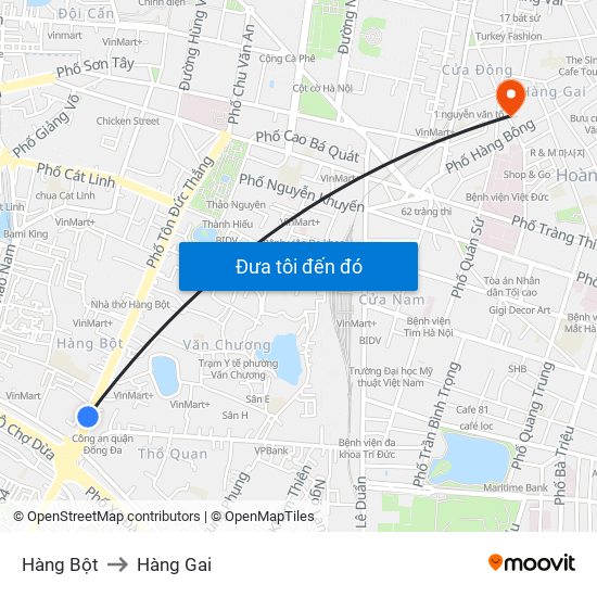 Hàng Bột to Hàng Gai map