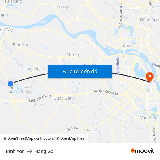 Bình Yên to Hàng Gai map