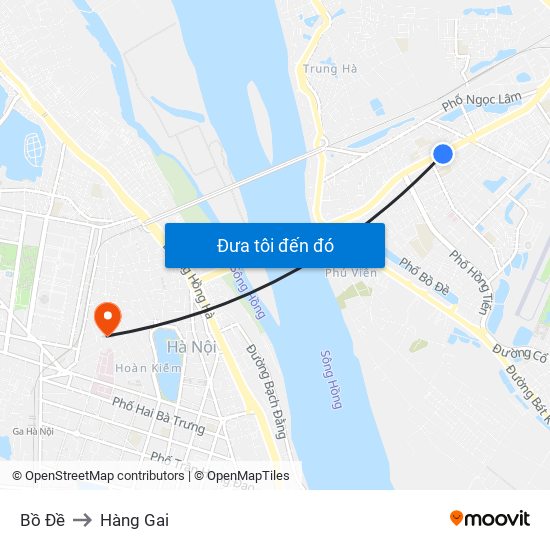 Bồ Đề to Hàng Gai map