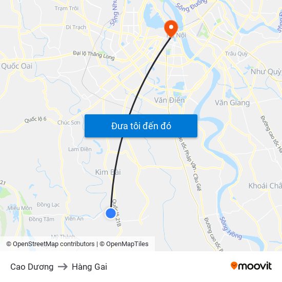 Cao Dương to Hàng Gai map