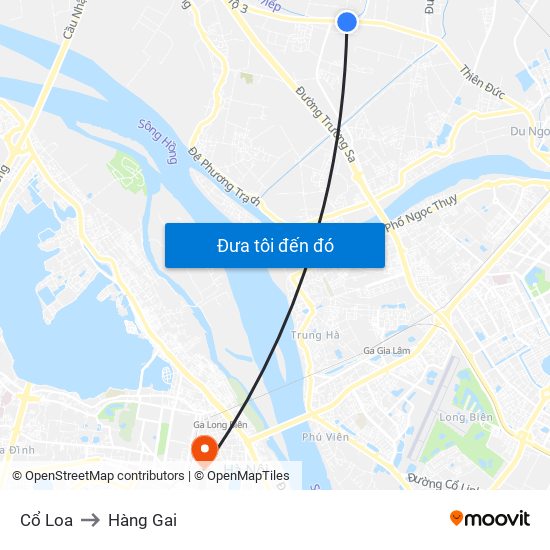 Cổ Loa to Hàng Gai map