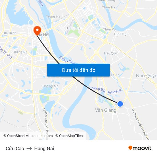 Cửu Cao to Hàng Gai map