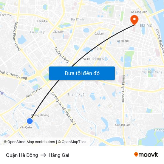 Quận Hà Đông to Hàng Gai map