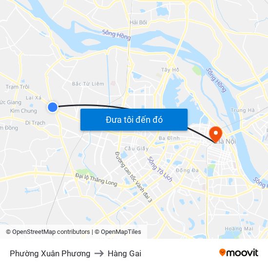 Phường Xuân Phương to Hàng Gai map