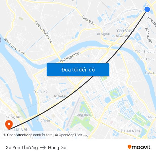 Xã Yên Thường to Hàng Gai map