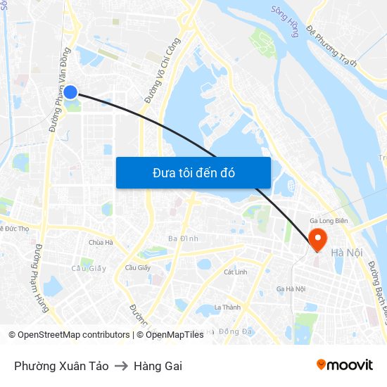 Phường Xuân Tảo to Hàng Gai map