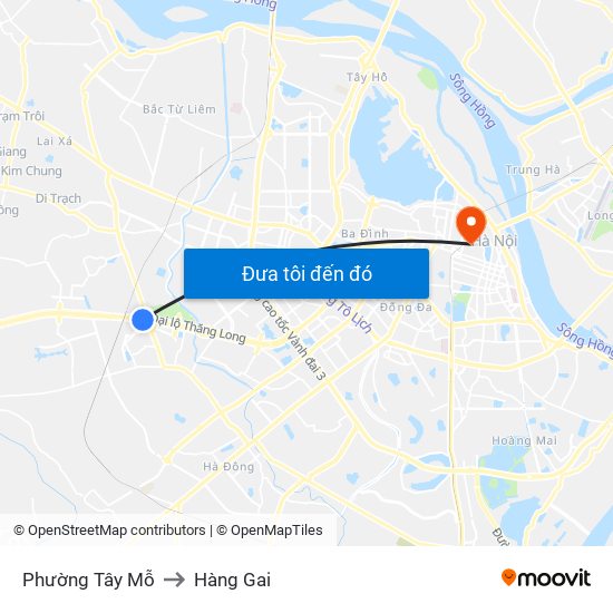 Phường Tây Mỗ to Hàng Gai map