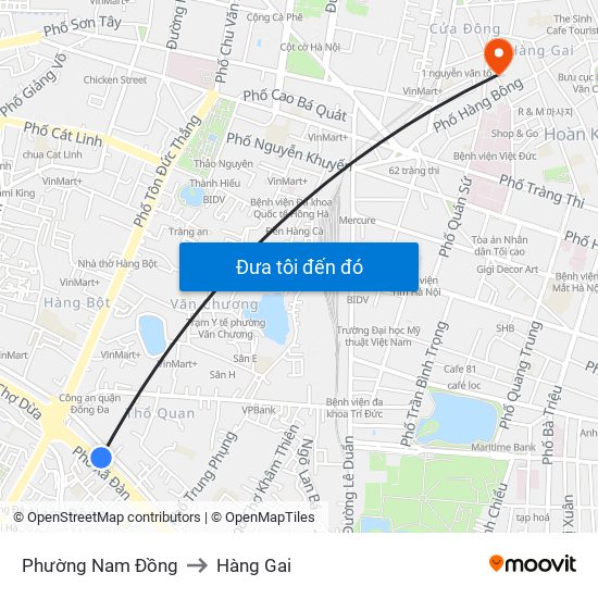 Phường Nam Đồng to Hàng Gai map